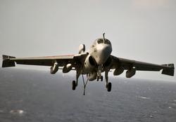 111224-N-YB753-036 PACIFIC OCEAN (Dec. 24, 2011) An EA-6B Prowler assigned to the Lancers of Electronic Attack Squadron (VAQ) 131 approaches the flight deck of the Nimitz-class aircraft carrier USS Abraham Lincoln (CVN 72). Lincoln is in the U.S. 7th Fleet area of operations (AOO) as part of a deployment to the western Pacific and Indian Oceans in support of coalition efforts in the U.S. 5th Fleet AOO. (U.S. Navy photo by Mass Communication Specialist 2nd Class Brian Morales/Released)